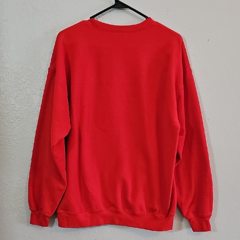 Gildan Red "Go Taylor's Boyfriend" Graphic Crewneck Sweater, Womens Large - Picture 5 of 5